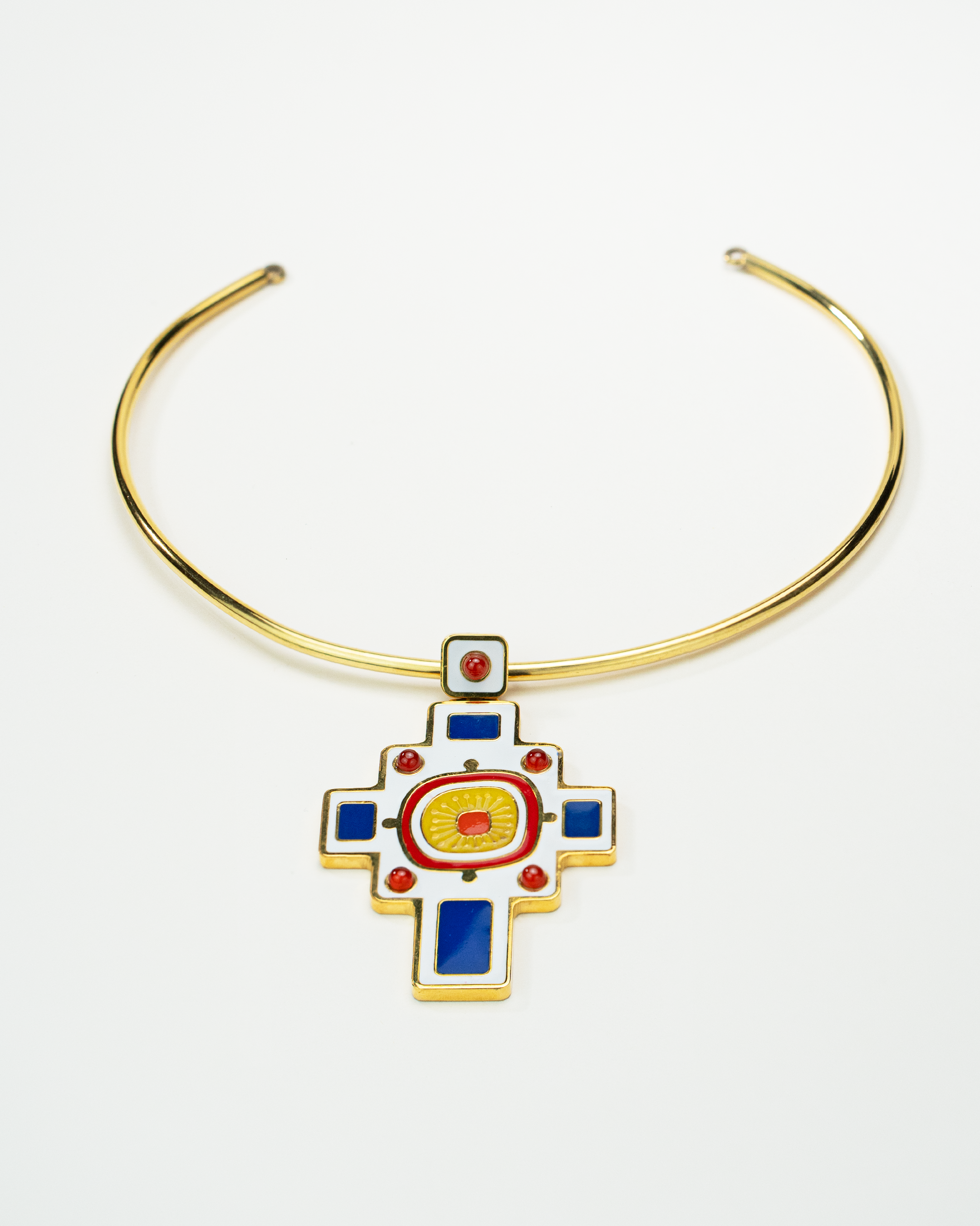 Necklace Cross with natural carnelian Stone
