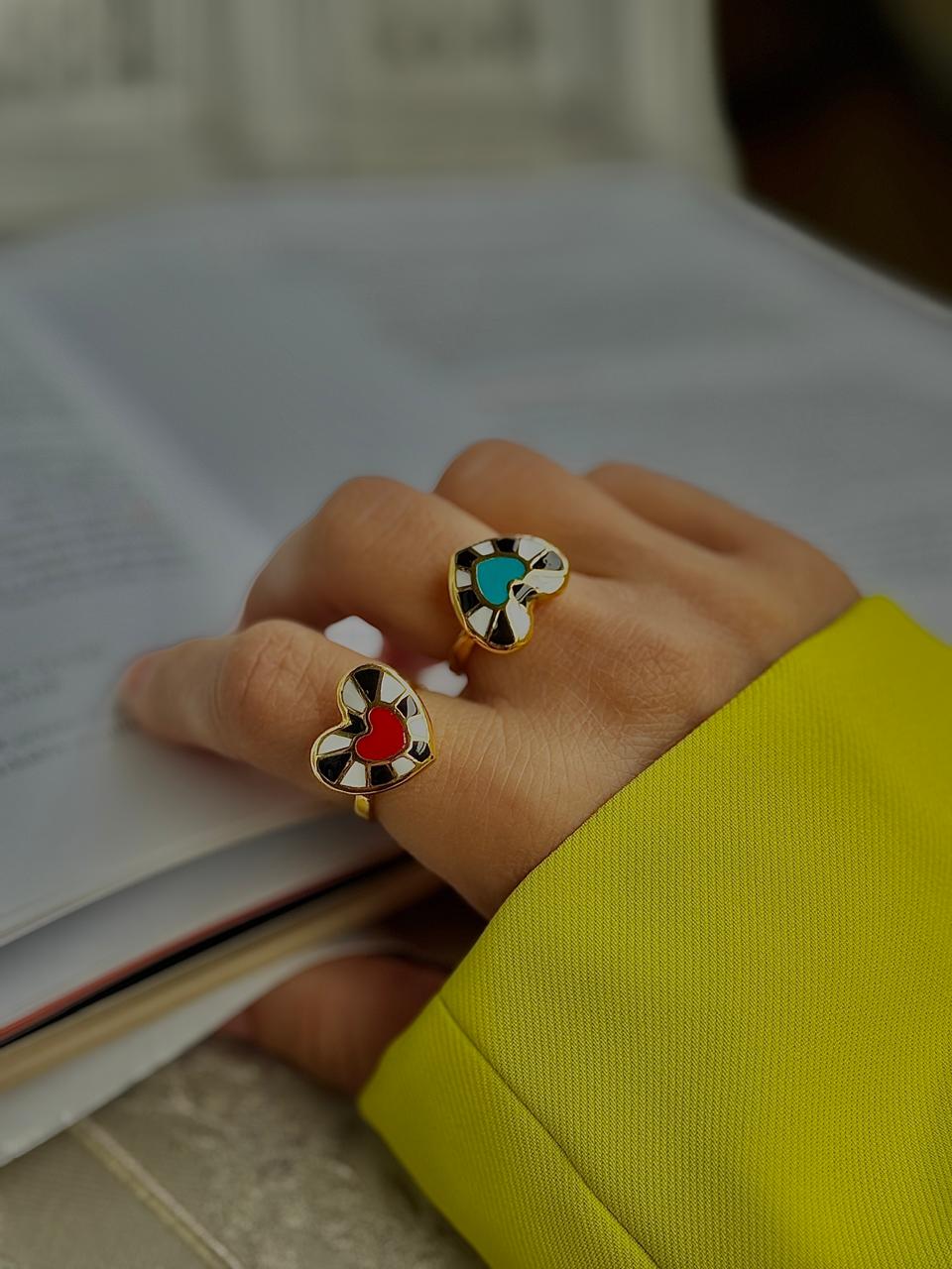 Ring Heart with enamel